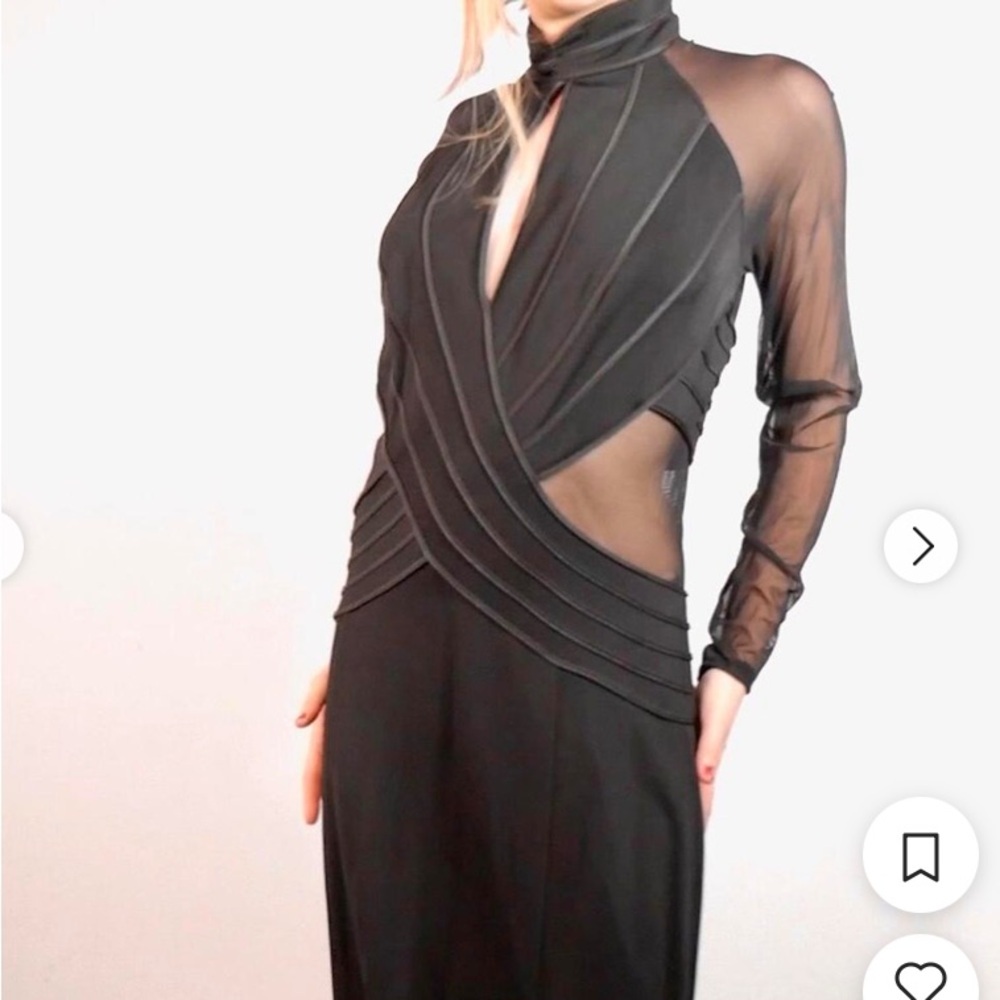 Tadashi Shoji Mesh Black long dress